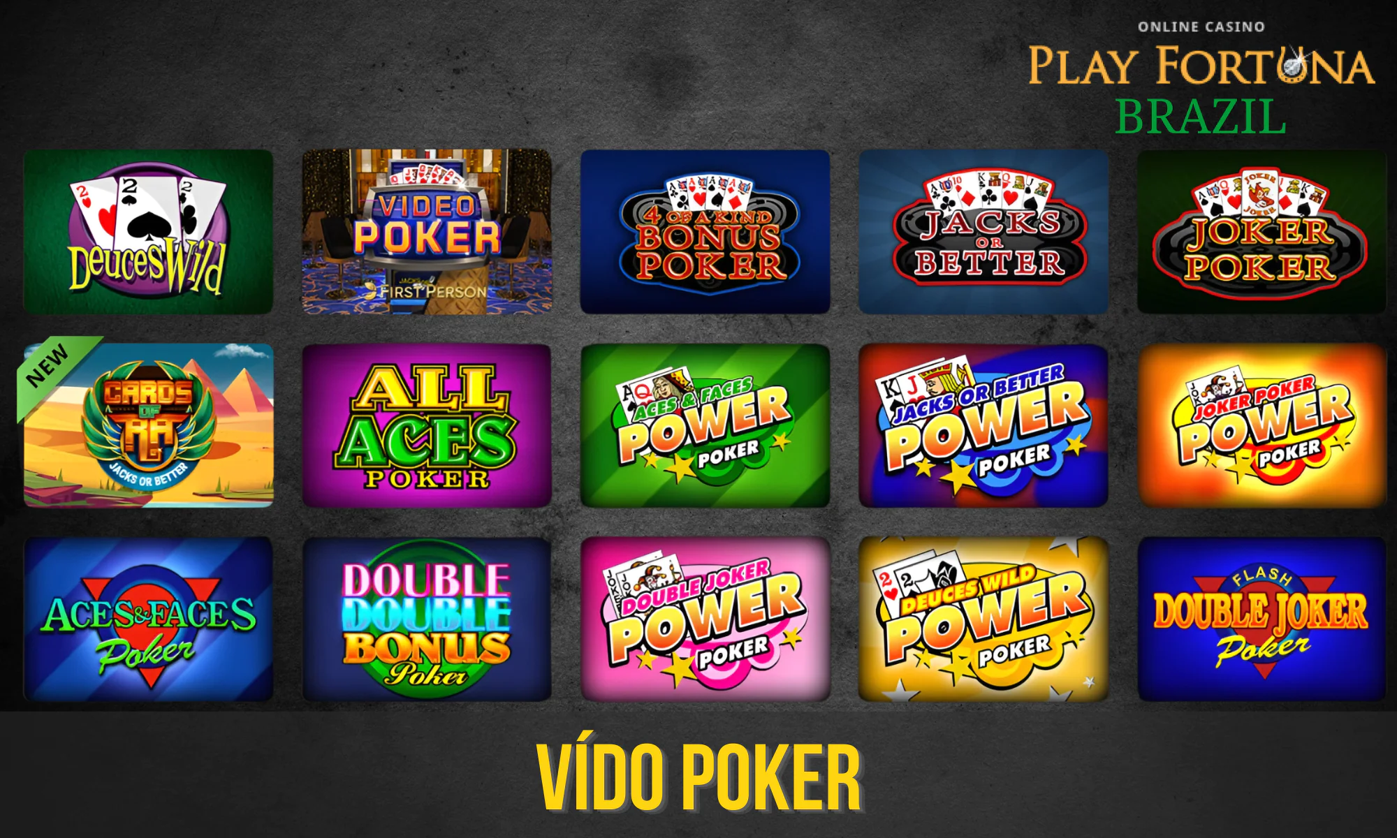 O Play Fortuna tem 10 variantes de Vídeo Pôquer para escolher